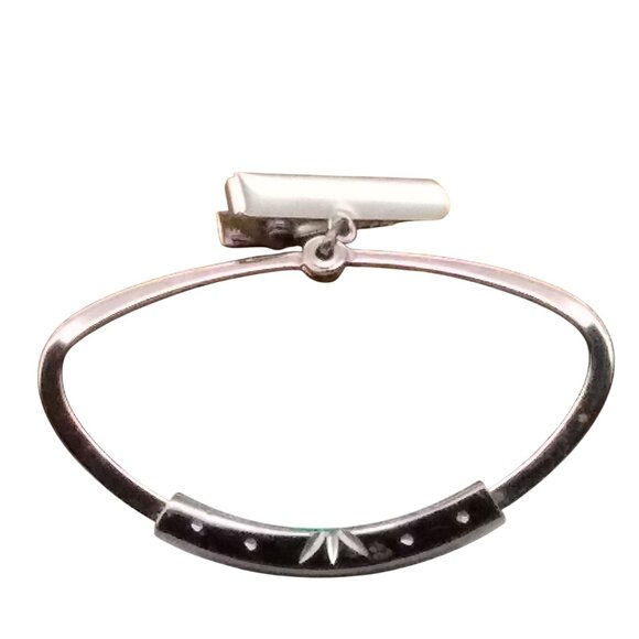 Vintage Anson Adjustable Tie Holder Ring with Clip, Silver Tone with Diamond - Picture 1 of 3